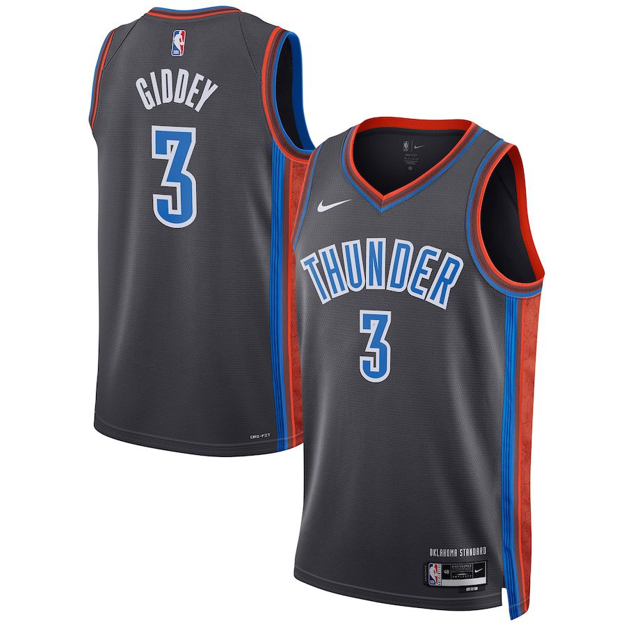 Men Oklahoma City Thunder #3 Josh Giddey Nike Gray City Edition 2022-23 Swingman NBA Jersey->customized nba jersey->Custom Jersey